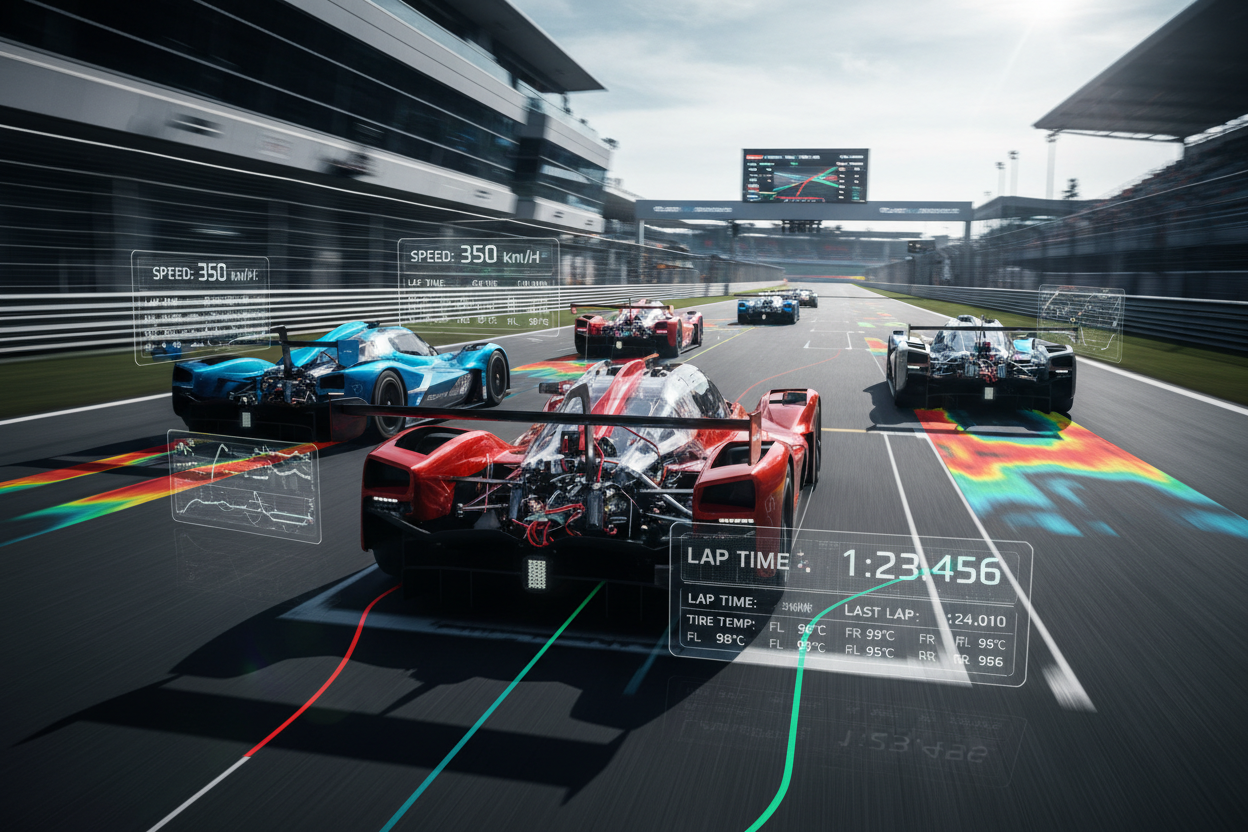 Race Cars on track with a focus on data acquisition